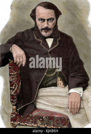 Jean Gilbert Victor Fialin, duc de Persigny (1808-1872). Diplomat und Staatsmann des zweiten französischen Kaiserreichs. Porträt. Gravur. Gefärbt. Stockfoto