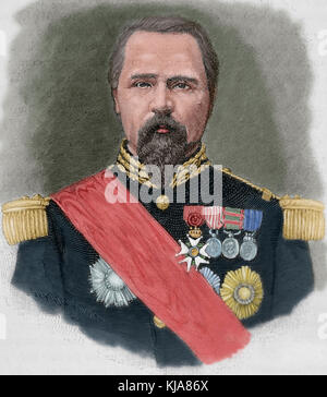 Pierre-Louis Charles de Failly (1810-1892). Der französische General. Porträt. Kupferstich von Klose. Gefärbt. Stockfoto