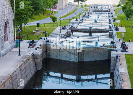 Rideau Kanal und Schleusen in Ottawa. Ottawa, Ontario, Kanada. Stockfoto