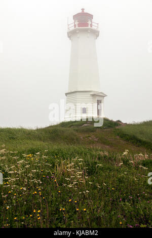 Louisbourg Leuchtturm in Nova Scotia. Nova Scotia, Kanada. Stockfoto