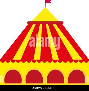 Zirkus Pavillon, gelbe Zelt Symbol flat, auf weißem Hintergrund. Vector Illustration. Stock Vektor