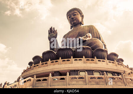 Tian Tan Giant Buddha aus Po Lin Kloster der Insel Lantau in Hongkong Stockfoto