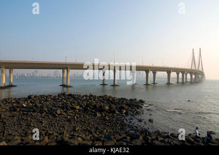 Rajiv Gandhi meer link Brücke zwischen Bandra und Worli, Mumbai Stockfoto