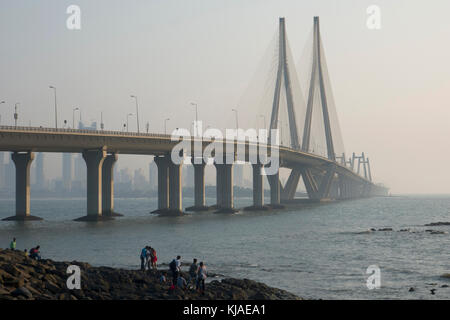 Rajiv Gandhi meer link Brücke zwischen Bandra und Worli, Mumbai Stockfoto