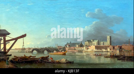 The Building of Westminster Bridge, Samuel Scott, 1742, Metropolitan Museum of Art, Manhattan, New York City, USA, Nordamerika Stockfoto