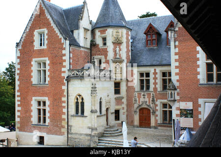 Clos Lucé, Amboise, Frankreich, aus der Galerie. Letztes Haus von Leonardo da Vinci. Stockfoto