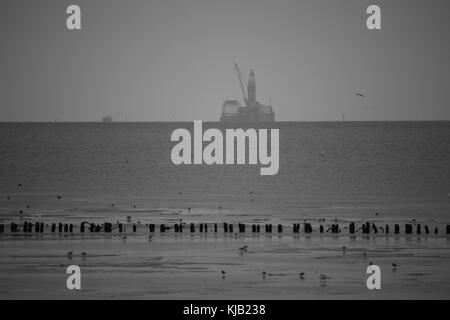 Die Ölplattform 'Mittelplatte' in der Nordsee Stockfoto