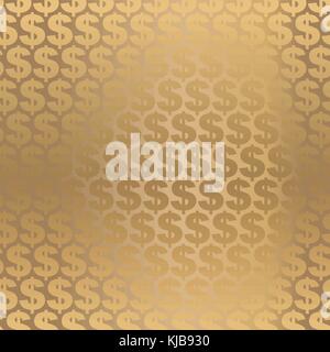 US Dollar Währung Symbol. Glänzendes gold Hintergrund. Vector Illustration. Stock Vektor