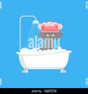 Katze in der Badewanne. pet ist gewaschen. Vector Illustration Stock Vektor