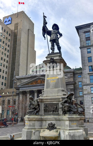 Maisonneuve Monument, das sich in der Place d'Armes in Montreal, Kanada. das Denkmal in Erinnerung an Paul chomedey de Maisonneuve, dem Gründer von Montreal. Stockfoto