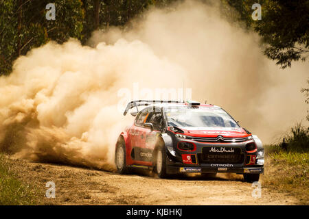 Craig Breen (IRL) und Co - Treiber Scott Martin (GBR) von Citroën World Rally Team Ecken beim Shakedown der Rallye Australien Runde der FIA World Rally Championship 2017 in Australien. © hugh Peterswald/alamy Stockfoto