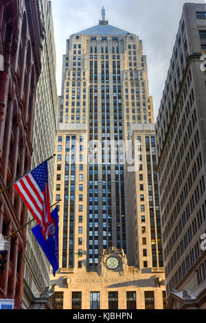Chicago - September 7, 2015: Chicago Board of Trade Gebäude entlang der La Salle Street in Chicago, Illinois. Die Art déco-Gebäude wurde 1930 erbaut und f Stockfoto