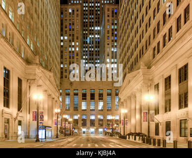 Chicago - September 6, 2015: Chicago Board of Trade Gebäudes in der Nacht in Chicago, Illinois. Der Art déco-Gebäude wurde in den Jahren 1930 und ersten designat gebaut Stockfoto