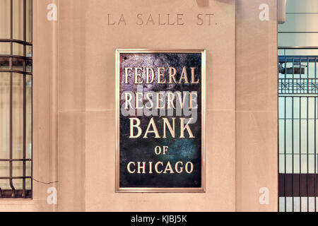 Federal Reserve Bank of Chicago (informell der Chicago Fed) auf La Salle Street. Stockfoto