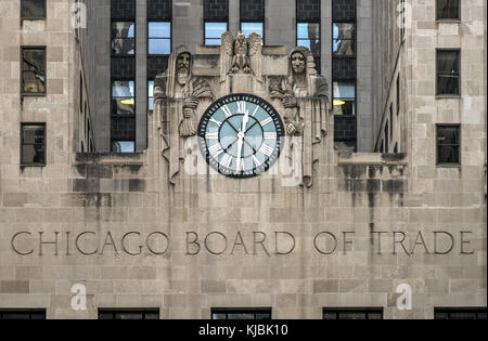 Chicago Board of Trade Building, Chicago, Illinois. Die Art déco-Gebäude wurde 1930 erbaut und zunächst ein Chicago Landmark am 4. Mai 1977 bestimmt. Stockfoto