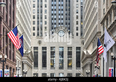 Chicago Board of Trade Building, Chicago, Illinois. Die Art déco-Gebäude wurde 1930 erbaut und zunächst ein Chicago Landmark am 4. Mai 1977 bestimmt. Stockfoto