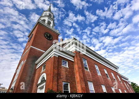 First Unitarian Church wurde 1816 an der Spitze der Kirche Straße wie das älteste Haus der Anbetung in Burlington, Vermont, USA Stockfoto