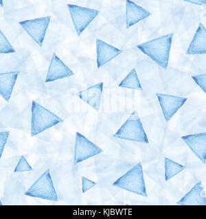 Nahtlose Muster mit blau Aquarell Dreiecke auf blauen Hintergrund. Hand gezeichnet Textur. Stockfoto