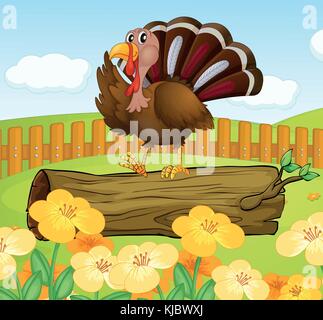 Abbildung: Türkei über dem Holz innerhalb des Zauns Stock Vektor