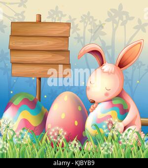 Abbildung: ein Hase in den Wald und die Leere Platine Stock Vektor