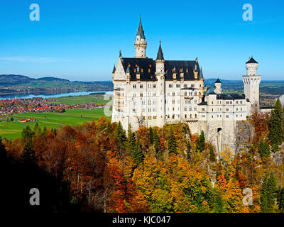 Der verrückte König Ludwigs Schloss Neuschwanstein in Bayern, Deutschland. Stockfoto