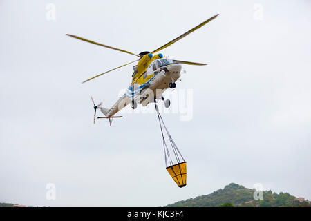 Helikopter Über Cala Ratjada, Capdepera, Mallorca, Spanien Stockfoto