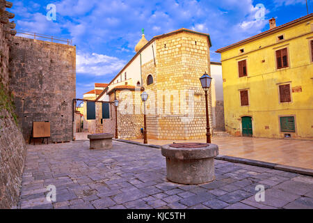 Stadt Krk historische Ston Blick auf den Platz, Kvarner in Kroatien Stockfoto