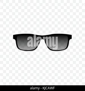 Realistische Sonnenbrille mit einer durchsichtigen Glas schwarz auf transparentem Hintergrund. Schutz vor Sonne und UV-Strahlen. modeaccessoire Vector Illustration. Stock Vektor