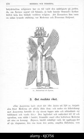 „Illustrerad Verldshistoria“, Band I, veröffentlicht 1764, ist ein illustriertes Buch zur Weltgeschichte, das visuelle und textliche Darstellungen globaler historischer Ereignisse und Figuren der Zeit bietet. Stockfoto