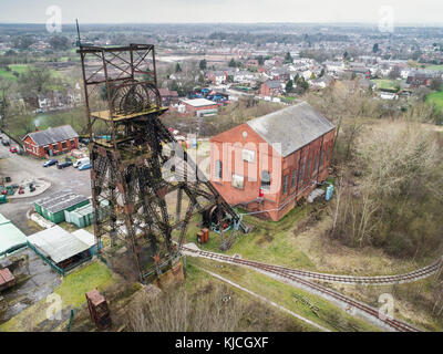 Luftaufnahme von Astley Green Colliery Museum Zeche Astley, Greater Manchester, England, Großbritannien Stockfoto