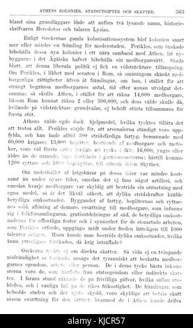 Dieses Bild stammt aus dem ersten Band von „Illustrerad Verldshistoria“, einer schwedischen illustrierten Weltgeschichte. Es enthält eine Seite oder eine Illustration, die historische Ereignisse, die in dieser Publikation behandelt werden, widerspiegelt. Stockfoto