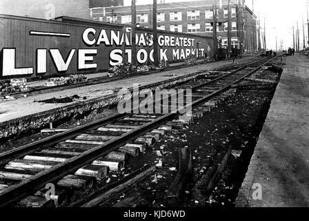 Stockyards in Toronto Keele Straße Richtung Norden nach St. Clair Avenue West. Stockfoto