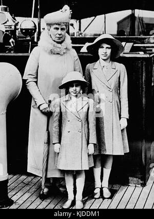 Queen Mary mit Prinzessin Elizabeth und Margaret Stockfoto