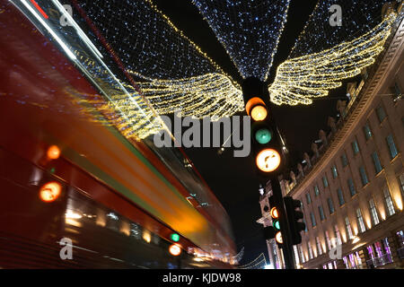 Regent Street, London - Angel Wings Weihnachtsbeleuchtung Stockfoto