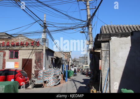 Traditionelle chinesische Gassen, Wohnungen und Geschäfte - Peking, China Stockfoto