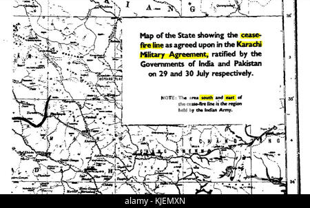 Markierten Seite 3 CFL Wie auf UN-Karte nach Karachi Vereinbarung 1949 gezeigt Stockfoto