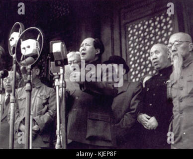 Mao verkündet die Gründung der VR China im Jahr 1949 Stockfoto