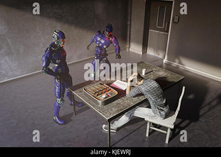 Roboter polizeilichen Vernehmung Mann Stockfoto