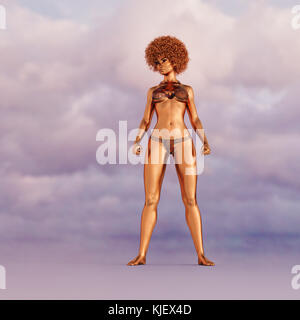 Golden Frau mit Afro tragen Bikini Stockfoto