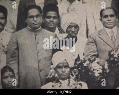 Näherer Blick auf Dr. Babasaheb Ambedkar und Ramabai Ambedkar in einem der Ehe Funktionen Stockfoto