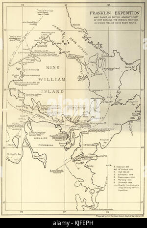 Franklin Expedition Karte auf British Admiralty Chart von 1927 basierte zeigt die verschiedenen Stellungen, in denen die Reliquien gefunden (1931) (3724751902) Stockfoto