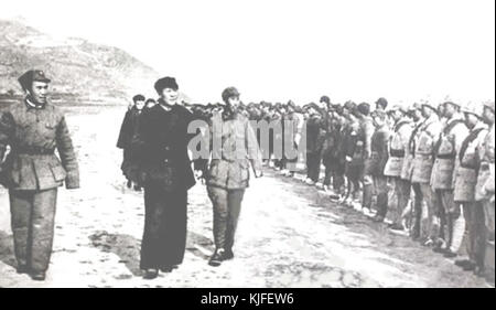 1931 Mao und Zhu De auf Rote Armee Inspektion Stockfoto