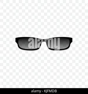 Realistische Sonnenbrille mit einer durchsichtigen Glas schwarz auf transparentem Hintergrund. Schutz vor Sonne und UV-Strahlen. modeaccessoire Vector Illustration. Stock Vektor