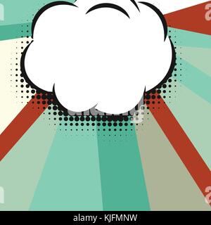 Leere comic Ballon Vorlage. Klare Comics bunte Sprechblasen Rasterpunkt Hintergrund Stil Pop Art Dialog Text leer Cloud kreative Idee Gespräch Muster Skizze Explosion. Stock Vektor