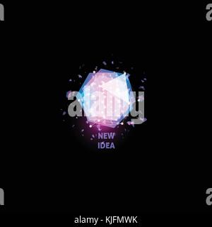 Neue Idee Logo, Glühbirne abstrakt Vektor icon. isolierte Rosa und Blau polygonen Form, stilisierte Lampe mit Text. Digital Innovation Technologie Vector Illustration. Stock Vektor