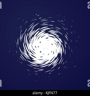 Große Hurrikan, Tornado, Taifun, weiße Wolken wirbeln, Twister am blauen Meer Hintergrund Draufsicht. Gefahr cyclone Vector Illustration, web Infografik. Stock Vektor