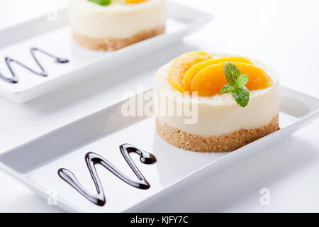 Nahaufnahme einer hausgemachten Keine backen Käsekuchen Stockfoto