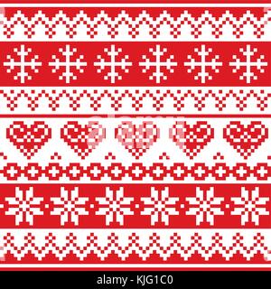Weihnachten, Winter Vektor nahtlose Muster, cross-Stitch repetitive Design, skandinavischen Grußkarte Stock Vektor