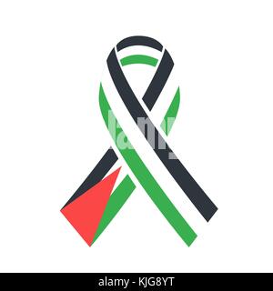 Symbol Internationaler Tag der Solidarität mit dem palästinensischen Volk. Symbol Band mit Flagge Palästina Stock Vektor