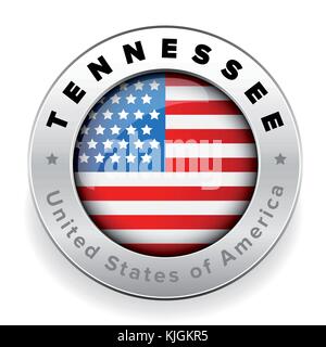 Tennessee USA-Flagge Abzeichen Taste Stock Vektor